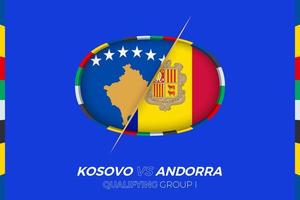 Kosovo vs andorra icono para europeo fútbol americano torneo calificación, grupo i. vector