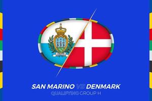 San Marino vs Denmark icon for European football tournament qualification, group H. vector