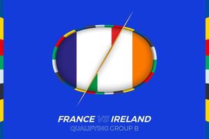 Francia vs república de Irlanda icono para europeo fútbol americano torneo calificación, grupo b. vector
