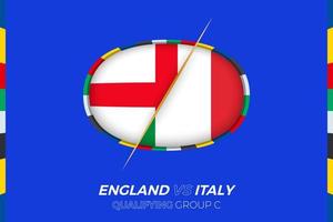 England vs Italy icon for European football tournament qualification, group C. vector