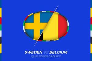 Sweden vs Belgium icon for European football tournament qualification, group F. vector