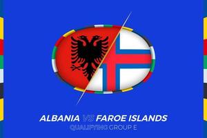 Albania vs Faroe Islands icon for European football tournament qualification, group E. vector
