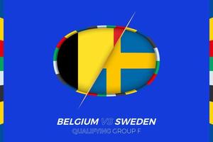 Belgium vs Sweden icon for European football tournament qualification, group F. vector