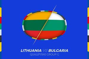 Lithuania vs Bulgaria icon for European football tournament qualification, group G. vector