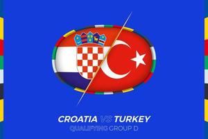 Croatia vs Turkey icon for European football tournament qualification, group D. vector