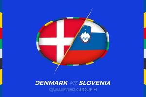 Denmark vs Slovenia icon for European football tournament qualification, group H. vector