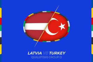 Latvia vs Turkey icon for European football tournament qualification, group D. vector
