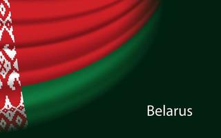 Wave flag of Belarus on dark background. Banner or ribbon vector