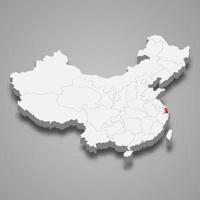 provincia ubicación dentro China 3d mapa modelo para tu diseño vector