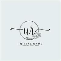 Initial UR feminine logo collections template. handwriting logo of initial signature, wedding, fashion, jewerly, boutique, floral and botanical with creative template for any company or business. vector