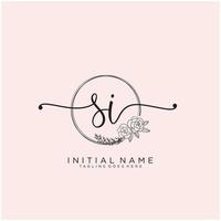 Initial SI feminine logo collections template. handwriting logo of initial signature, wedding, fashion, jewerly, boutique, floral and botanical with creative template for any company or business. vector