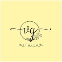 Initial VG feminine logo collections template. handwriting logo of initial signature, wedding, fashion, jewerly, boutique, floral and botanical with creative template for any company or business. vector