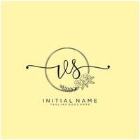 Initial VS feminine logo collections template. handwriting logo of initial signature, wedding, fashion, jewerly, boutique, floral and botanical with creative template for any company or business. vector