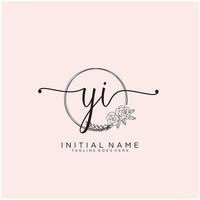 Initial YI feminine logo collections template. handwriting logo of initial signature, wedding, fashion, jewerly, boutique, floral and botanical with creative template for any company or business. vector