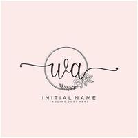 Initial WA feminine logo collections template. handwriting logo of initial signature, wedding, fashion, jewerly, boutique, floral and botanical with creative template for any company or business. vector