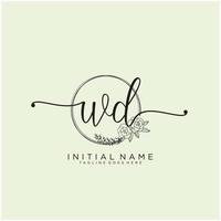 Initial WD feminine logo collections template. handwriting logo of initial signature, wedding, fashion, jewerly, boutique, floral and botanical with creative template for any company or business. vector