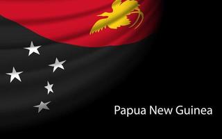 Wave flag of Papua New Guinea on dark background. vector