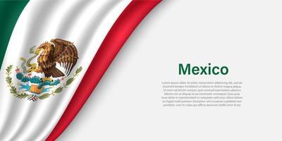 Wave flag of Mexico on white background. vector