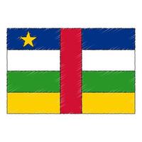 Hand drawn sketch flag of Central African Republic. doodle style vector