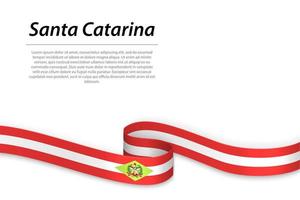 Waving ribbon or banner with flag of Santa Catarina vector