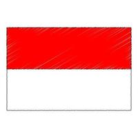 Hand drawn sketch flag of Indonesia. Doodle style icon vector