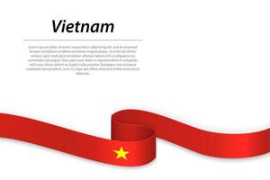 Waving ribbon or banner with flag of Vietnam vector