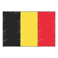 Hand drawn sketch flag of Belgium. doodle style icon vector