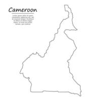 Simple outline map of Cameroon, silhouette in sketch line style vector