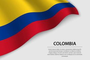 Wave flag of Colombia on white background. Banner or ribbon vect vector