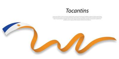 Waving ribbon or stripe with flag of Tocantins vector