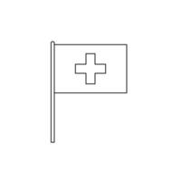 Black outline flag on of Switzerland. Thin line icon vector