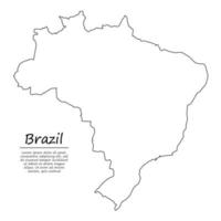 Simple outline map of Brazil, in sketch line style vector