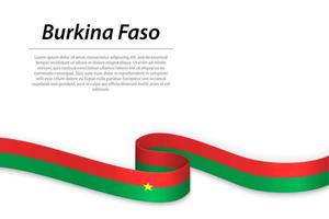 Waving ribbon or banner with flag of Burkina Faso vector