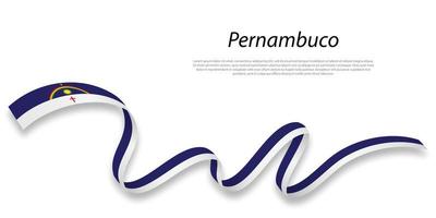 Waving ribbon or stripe with flag of Pernambuco vector
