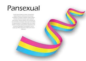 Waving ribbon or banner with Pansexual pride flag vector