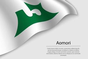 ola bandera de aomori es un región de Japón vector
