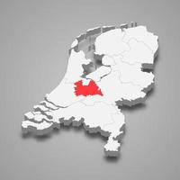 Utrecht province location within Netherlands 3d map vector