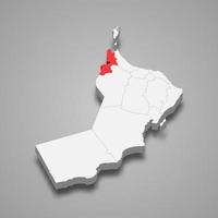 Al Buraymi region location within Oman 3d map vector