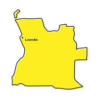 Simple outline map of Angola with capital location vector