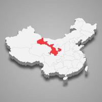 provincia ubicación dentro China 3d mapa modelo para tu diseño vector