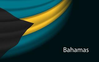 Wave flag of Bahamas on dark background. vector