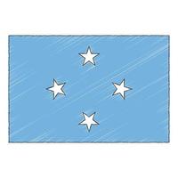 Hand drawn sketch flag of Micronesia. doodle style icon vector