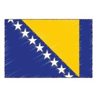 Hand drawn sketch flag of Bosnia. doodle style icon vector