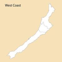 High Quality map of West Coast is a region of New Zealand vector