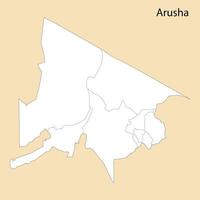 High Quality map of Arusha is a region of Tanzania vector