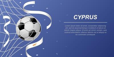 Soccer background with flying ribbons in colors of the flag of Cyprus vector