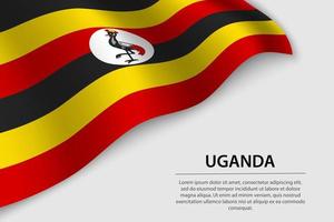 Wave flag of Uganda on white background. Banner or ribbon vector