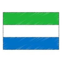 Hand drawn sketch flag of Sierra Leone. doodle style icon vector