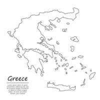 Simple outline map of Greece, in sketch line style vector