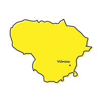 Simple outline map of Lithuania with capital location vector